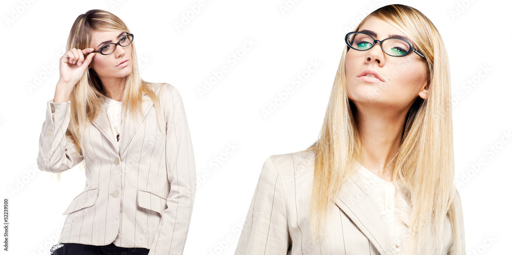 Pretty smiling woman in glasses. Business woman Pretty smiling woman in glasses. Business woman