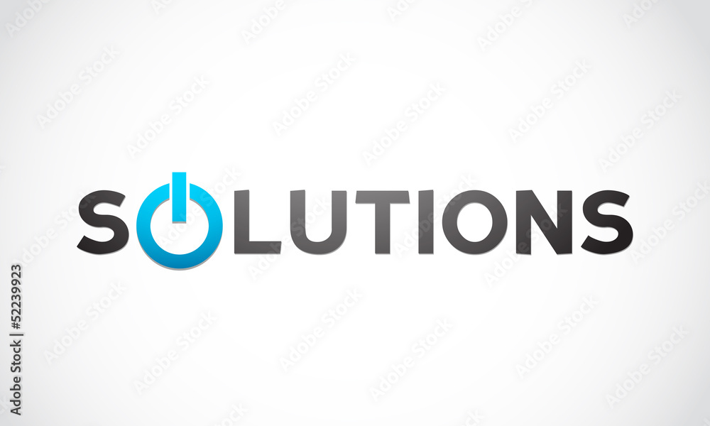 Solutions word with power icon