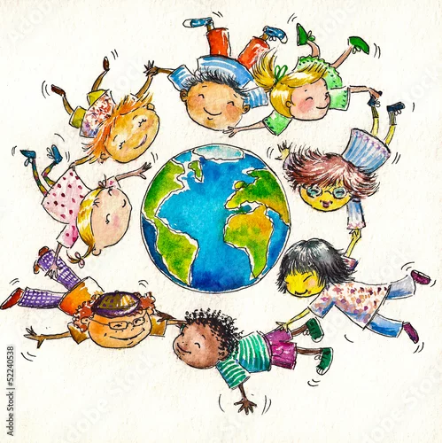 Obraz Dzieci latające wokół Ziemi