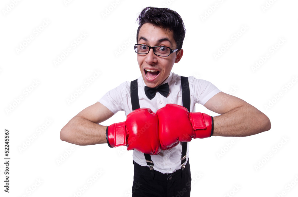 Funny boxer isolated on the white background Funny boxer isolated on the white background