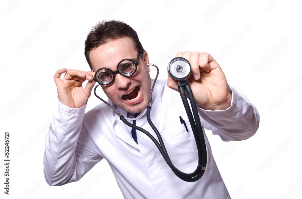 Funny doctor isolated on the white Funny doctor isolated on the white