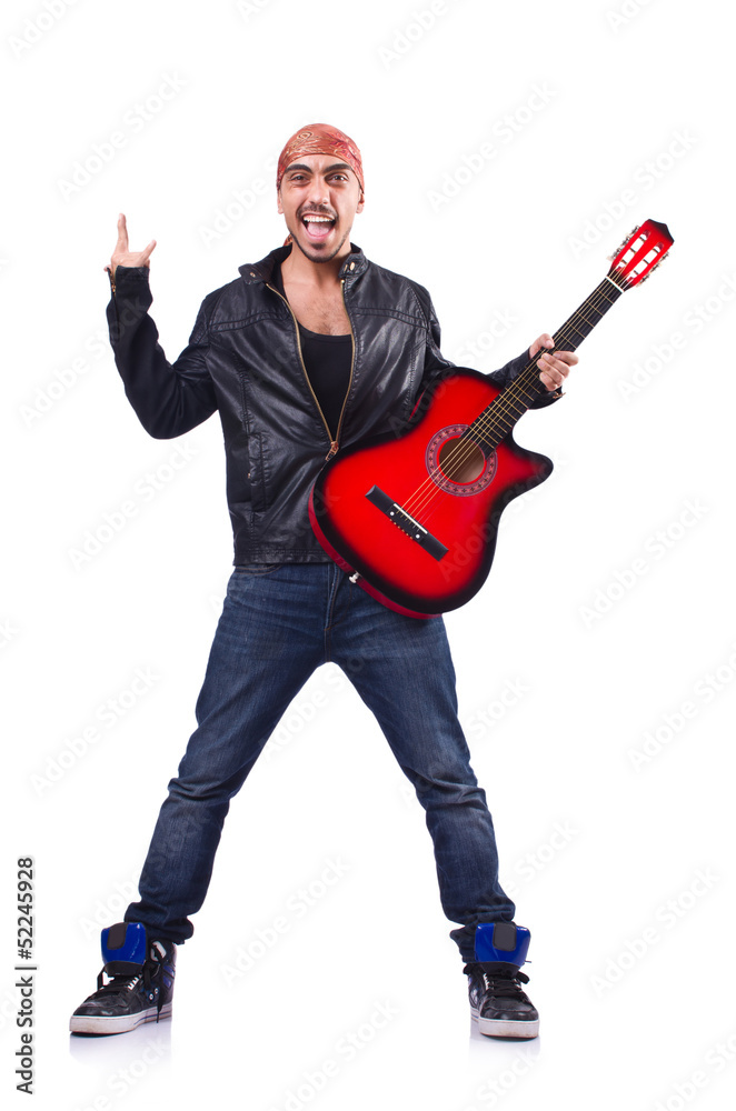 Guitar player isolated on white Guitar player isolated on white