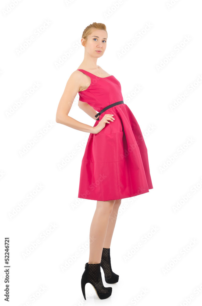Woman in fashion dress concept on white Woman in fashion dress concept on white