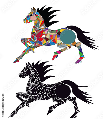 illustrazione di cavallo che corre composto da colori
