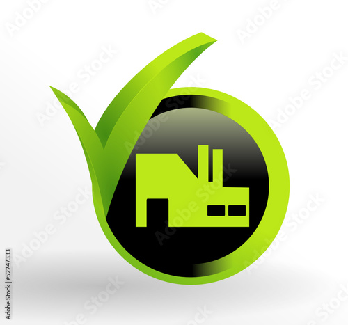 usine sur bouton vert et noir