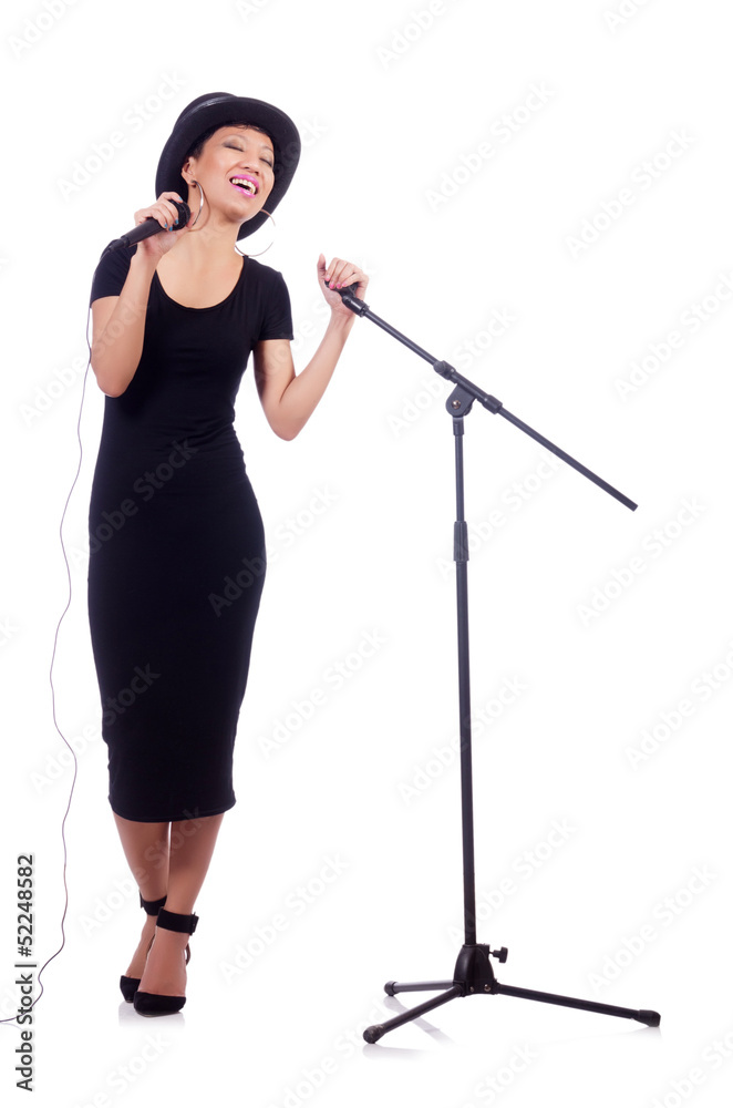 Afro-american female singer isolated on white Afro-american female singer isolated on white
