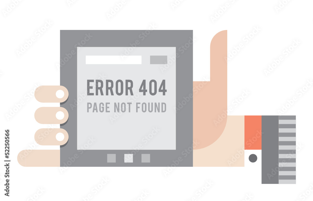 Error 404 Page not found error on the screen of internet tablet Error 404 Page not found error on the screen of internet tablet