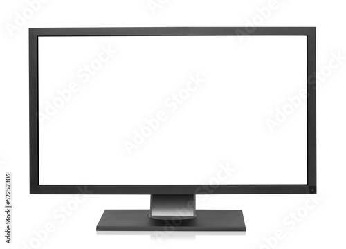 Computer display with blank white screen.