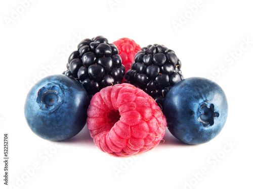 Fresh blueberries, raspberries and blackberries