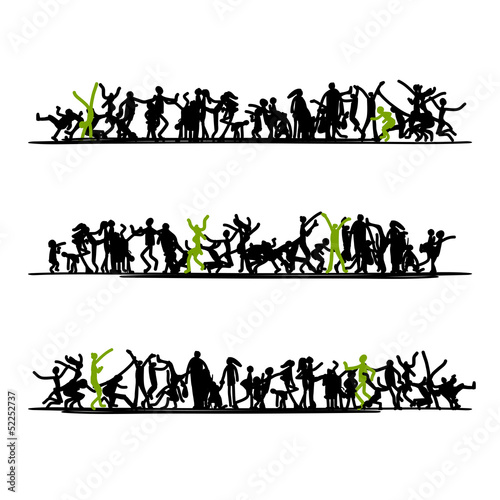 Sketch of people crowd for your design