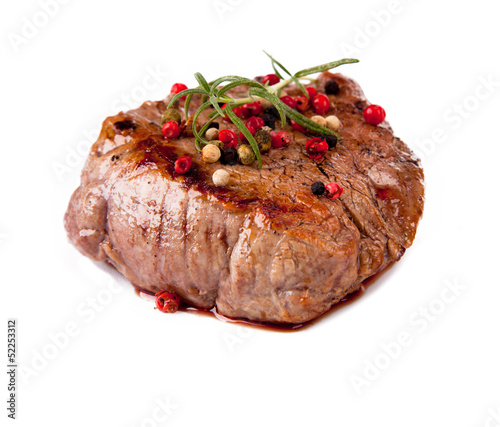 Grilled steak isolated on white background 