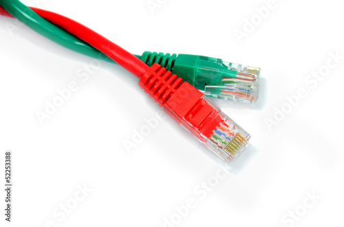 red and green network cables