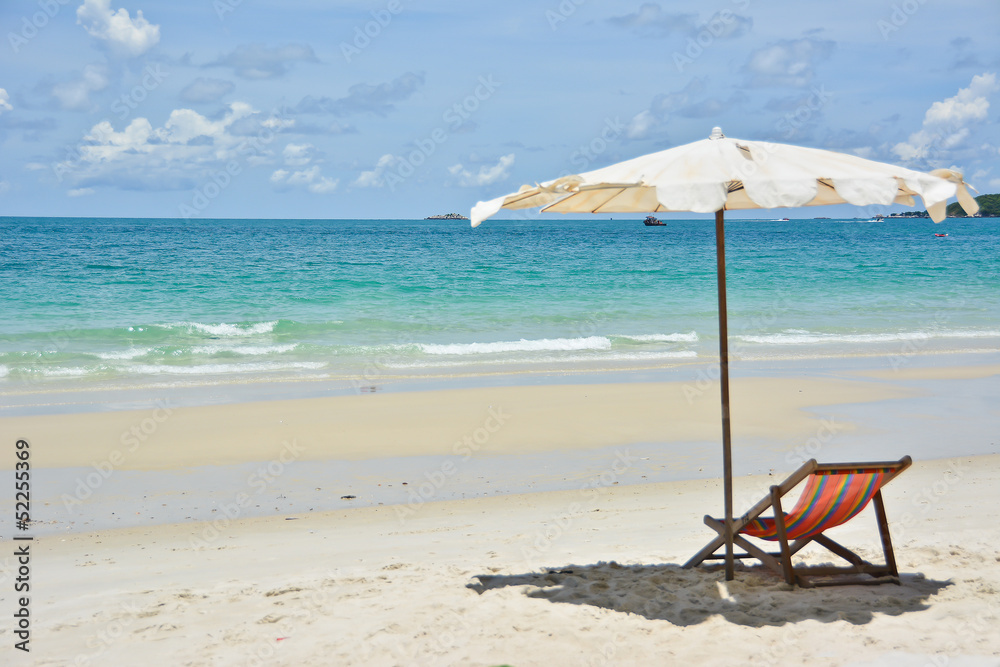 Beach chair with umbrella