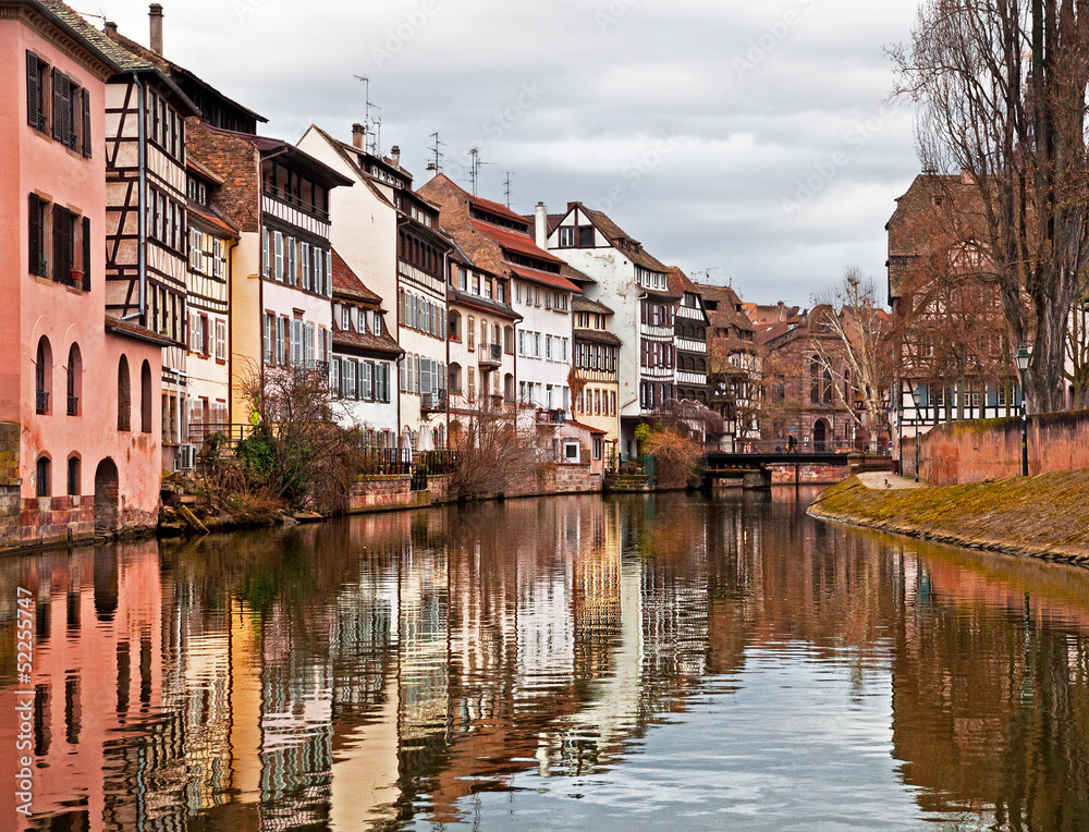 Nice view on the old houses of Strasbourg, France.