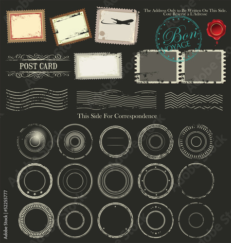 Set of post stamp symbols, vector illustration