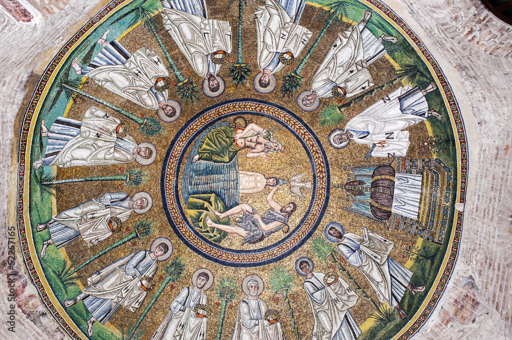 Wonderful dome of the Arian Baptistry, Ravenna, Italy