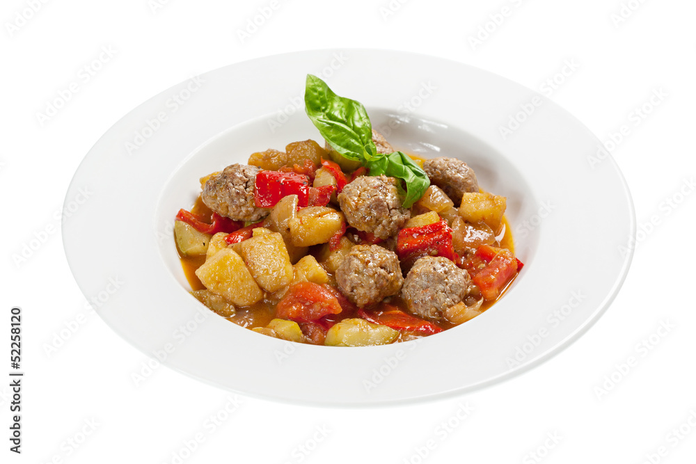Stewed vegetables and meat-ball Stewed vegetables and meat-ball