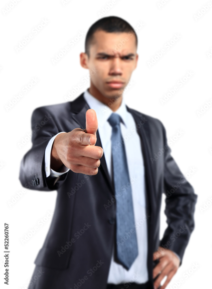 african business man pointing at you against