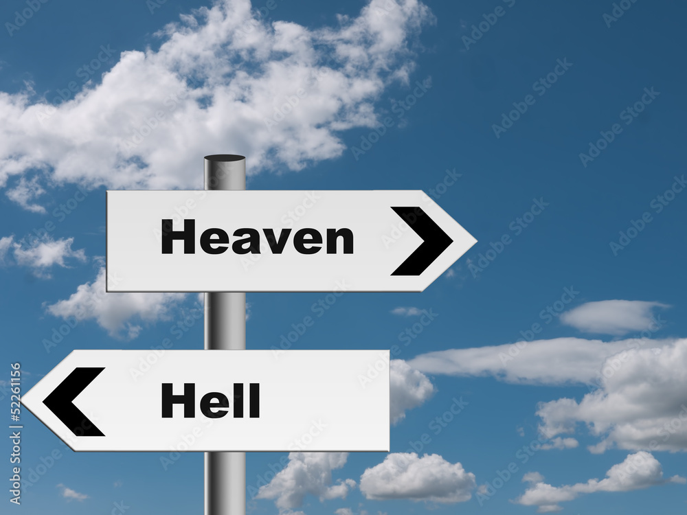 Heaven or hell sign - choice, concept, metaphor Heaven or hell sign - choice, concept, metaphor