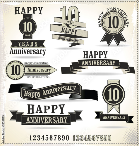 Anniversary labels in retro style