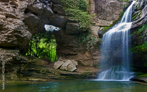 Beautiful waterfall in the Catalan pre-Pyrenees.La Foradada