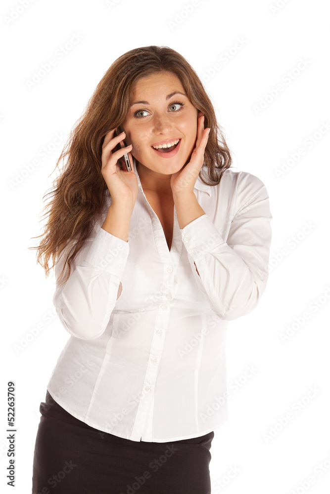 Portrait of business woman talking on the phone Portrait of business woman talking on the phone