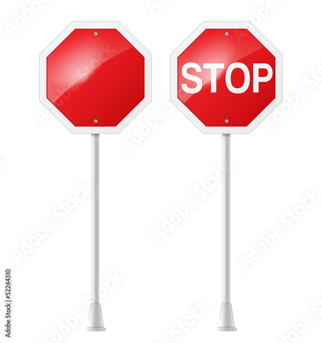 stop road sign with support