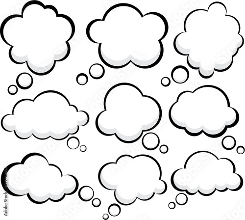 Comic cloud speech bubbles.