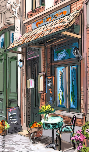 Canvas Print Street in paris - illustration