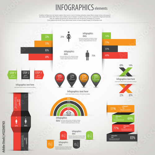 Retro infographics set. World Map and Information Graphics. Vect
