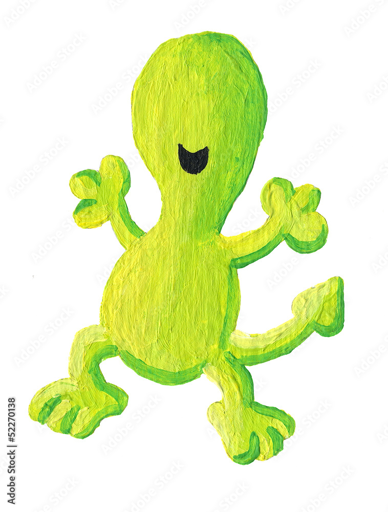 Naklejka premium Little dragon jumping for joy