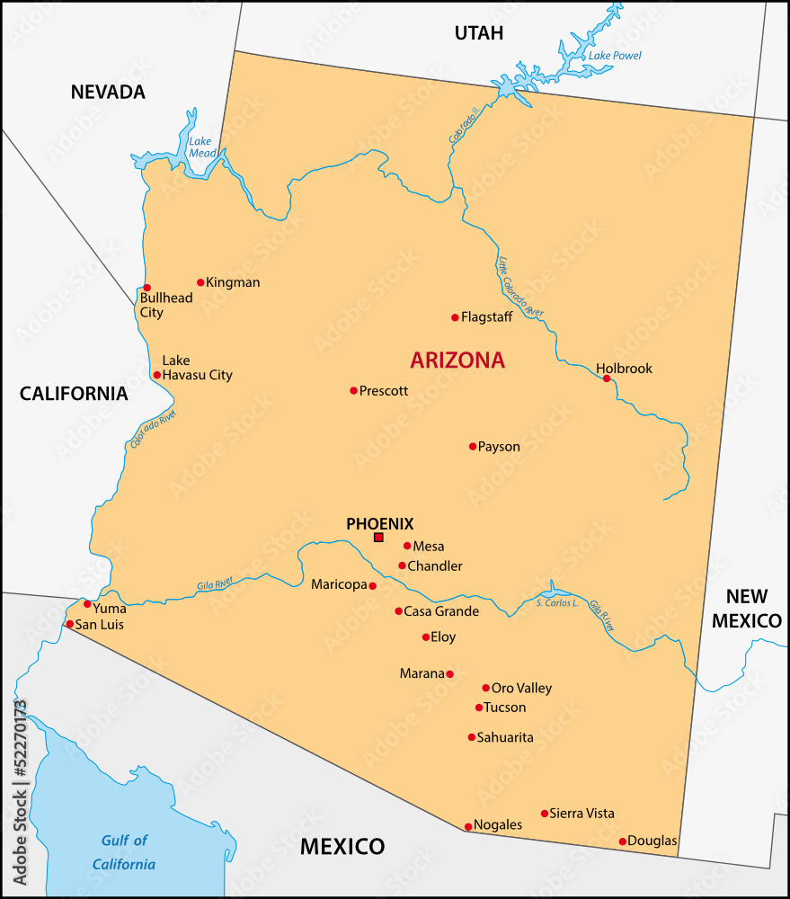 Arizona Map Stock Vector