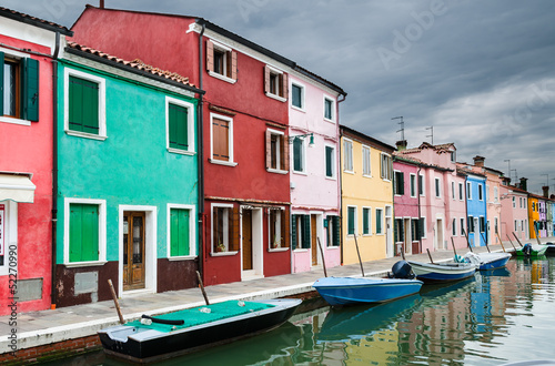 Colorful Burano channel view, Venice