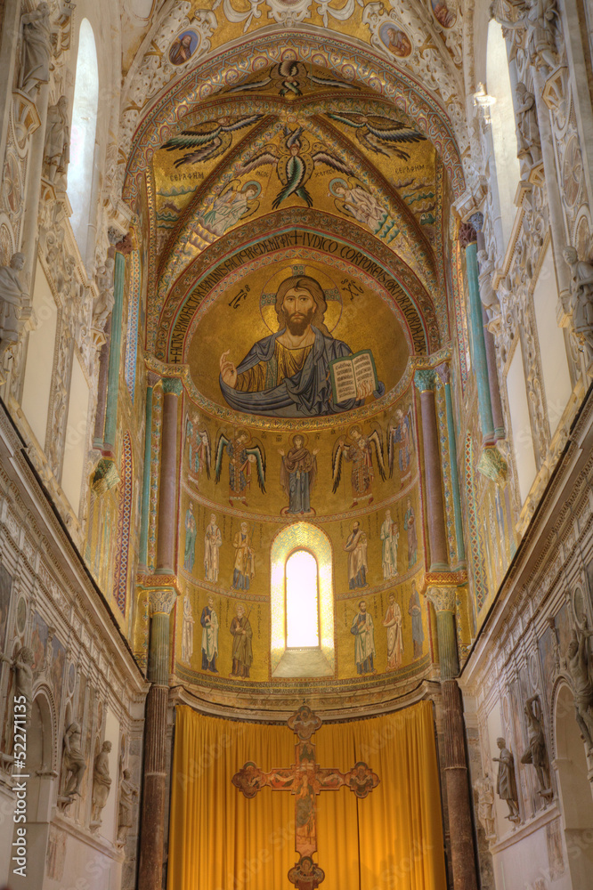 The Christ Pantokrator. Cathedral of Cefalu, Sicilia, Italy