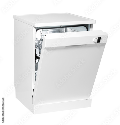 Freestanding dishwasher isolated with clipping path. photo