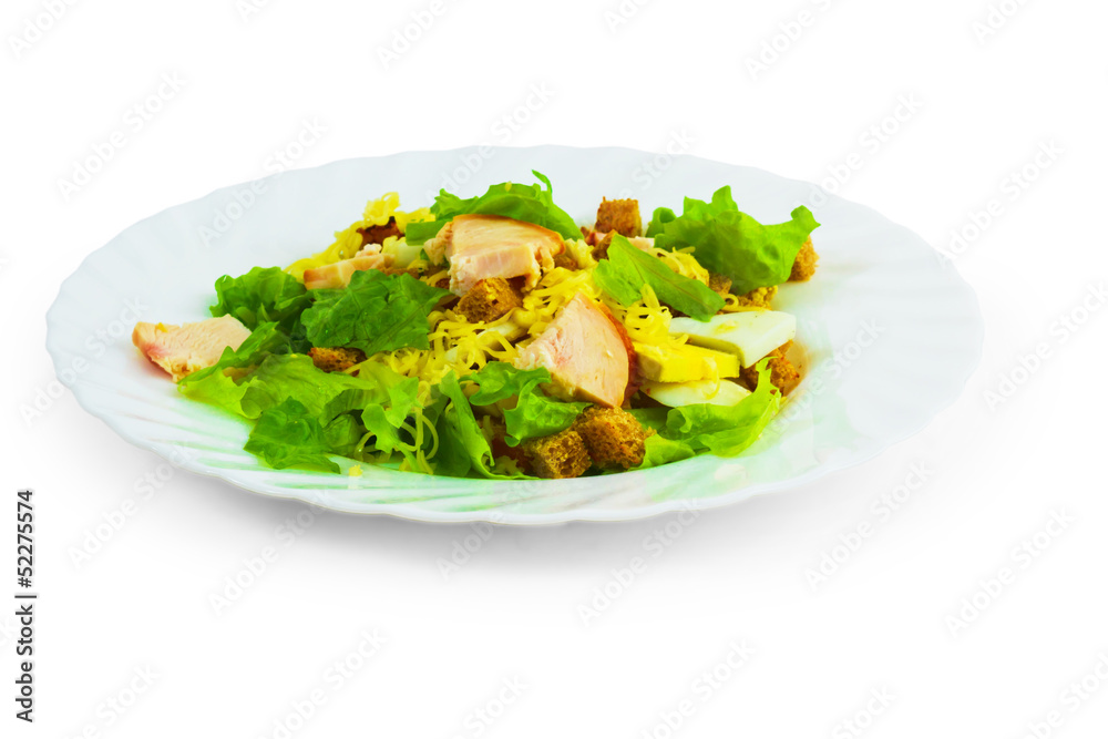cheese tasty sausage bread salad isolated white background cheese tasty sausage bread salad isolated white background