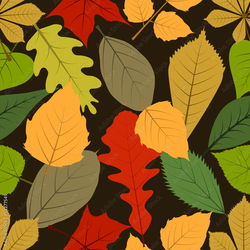 Autumn leaves seamless background.