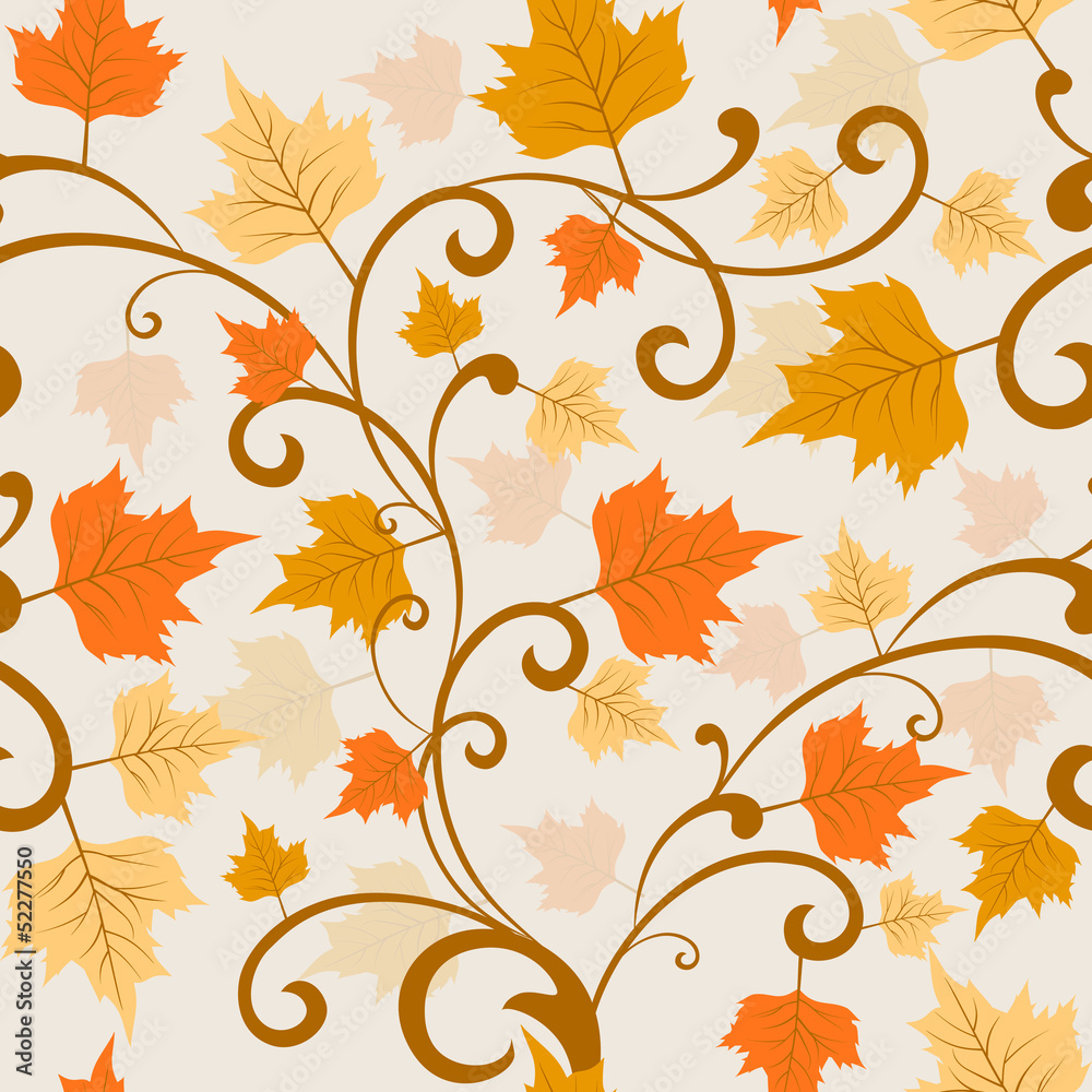 Autumn leaves seamless background.
