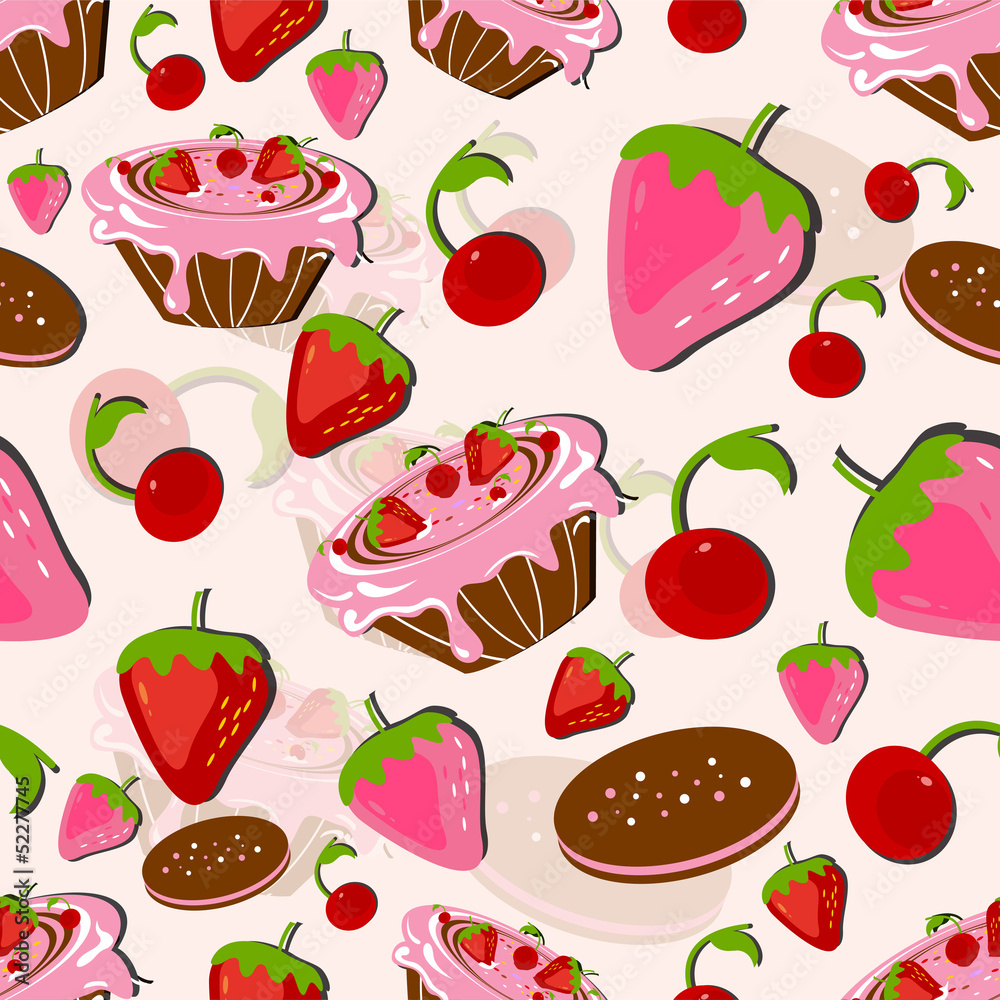 Chocolate and pastries seamless pattern.