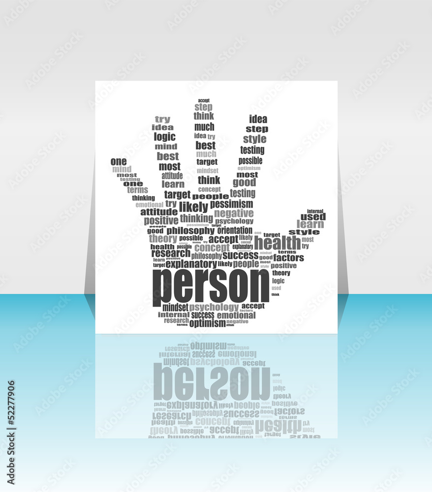 Info text graphic Positive Thinking in word cloud. head in flyer Info text graphic Positive Thinking in word cloud. head in flyer