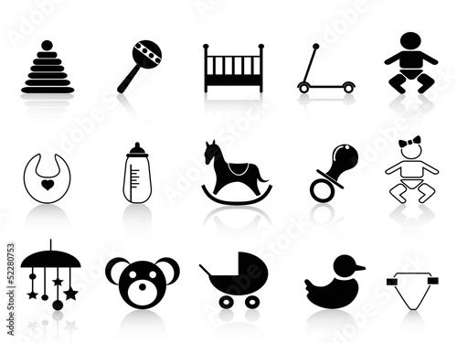 black baby icons set
