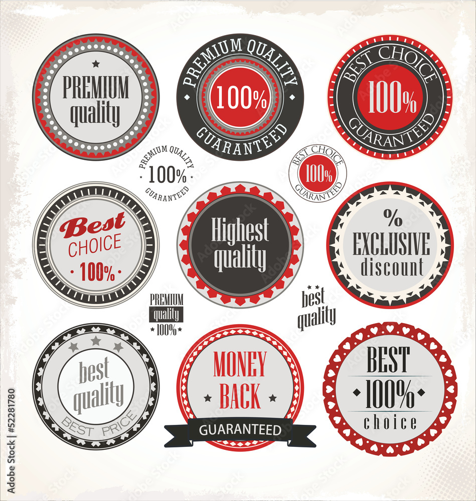 Collection of Premium Quality and Guarantee Labels Collection of Premium Quality and Guarantee Labels