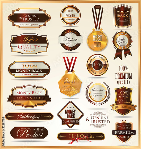 Luxury gold and red labels