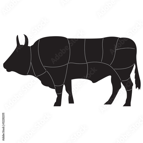 Illustration of scheme cow carcass cutting