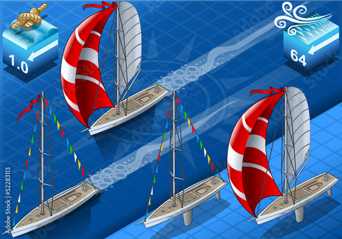 Isometric Sail ships in Navigation and Regatta