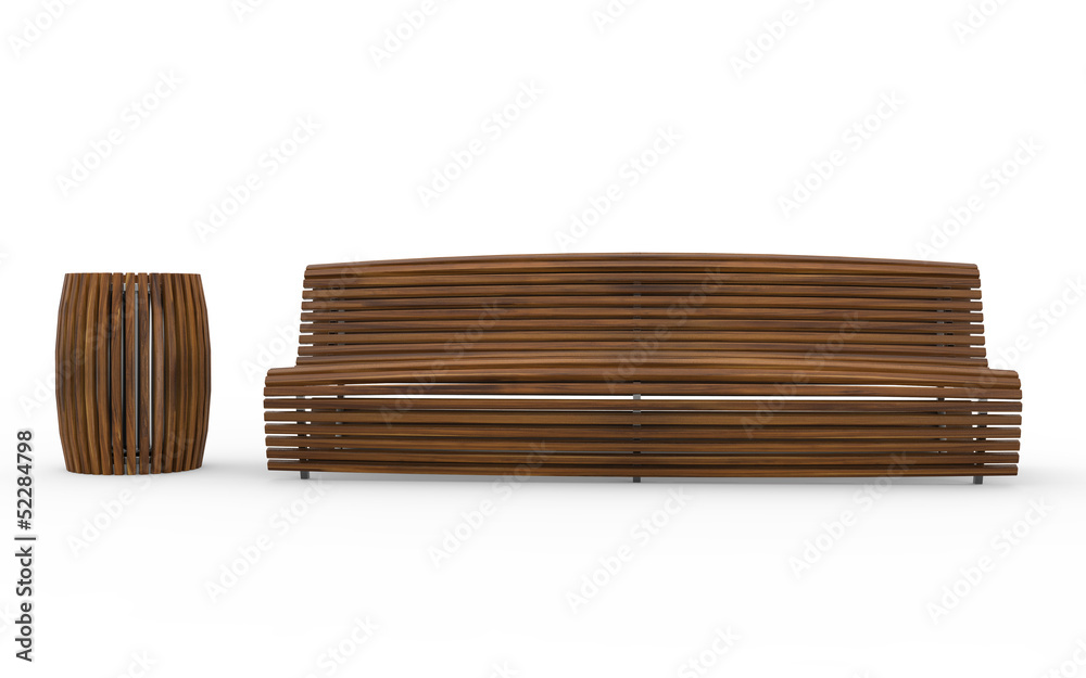 Wooden Bench with Trash Can Wooden Bench with Trash Can