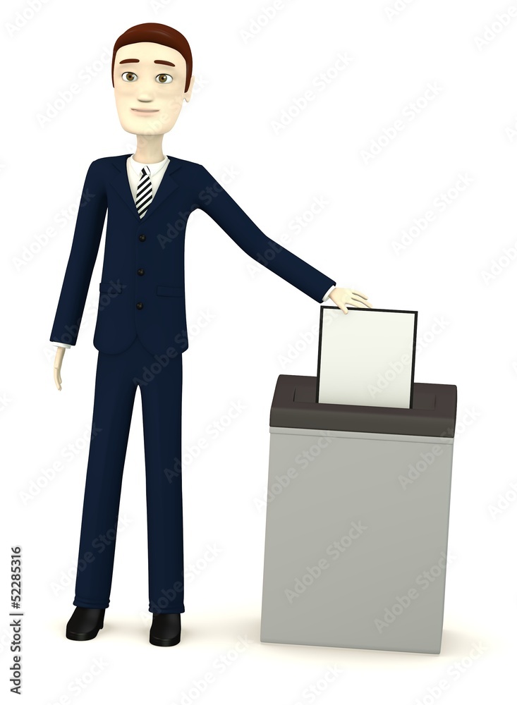 3d render of cartoon character with document and destructer 3d render of cartoon character with document and destructer