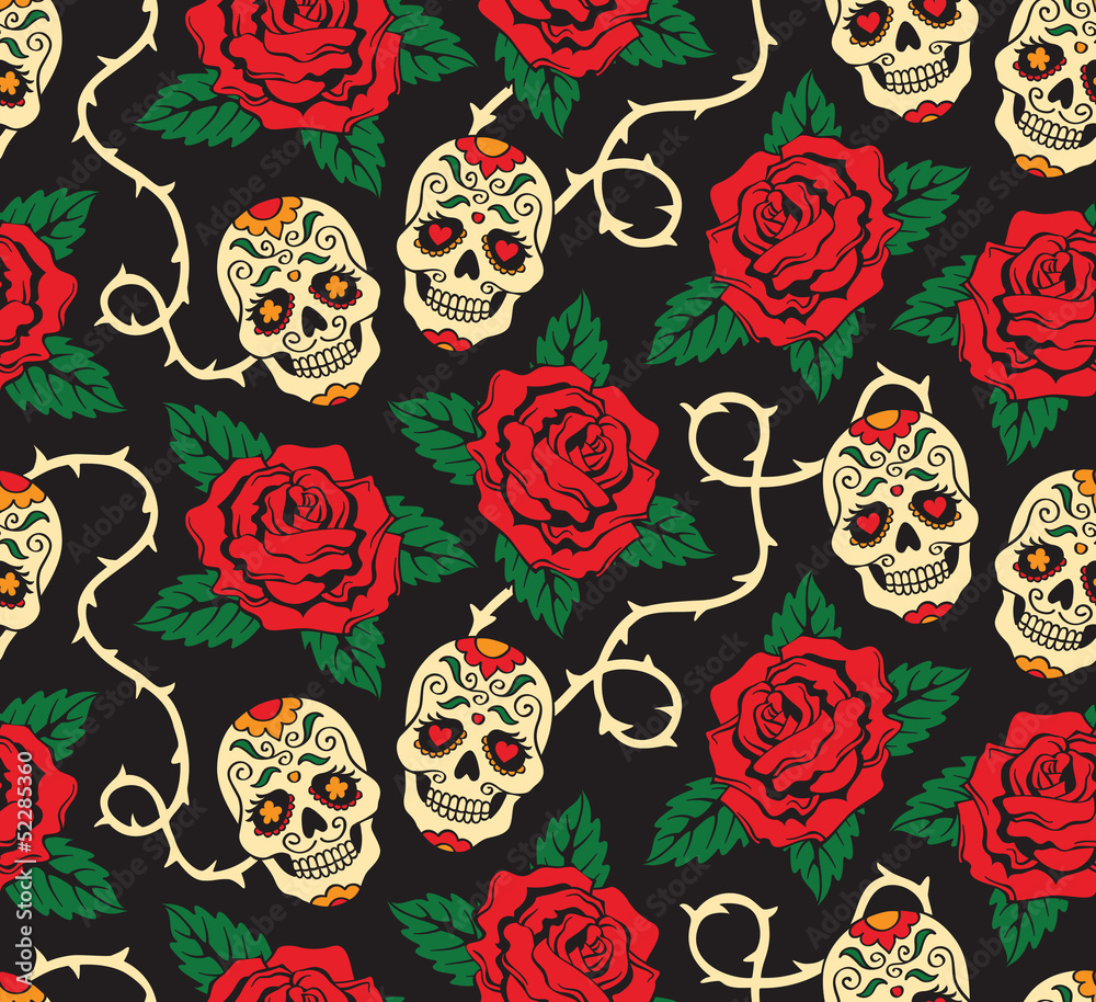 Fototapeta premium Seamless with mexican skulls