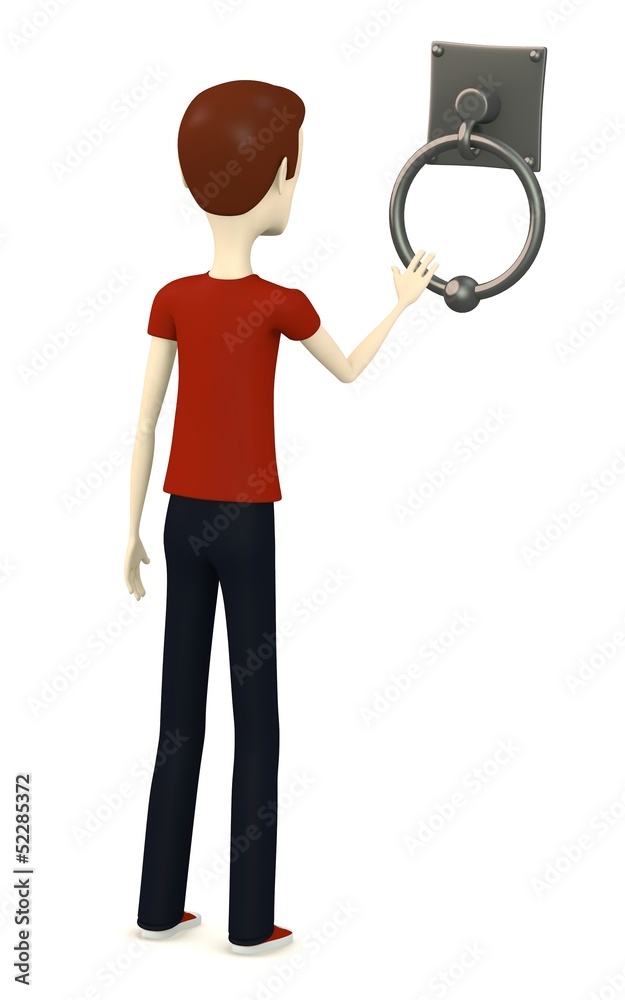 3d render of cartoon character with knocker 3d render of cartoon character with knocker