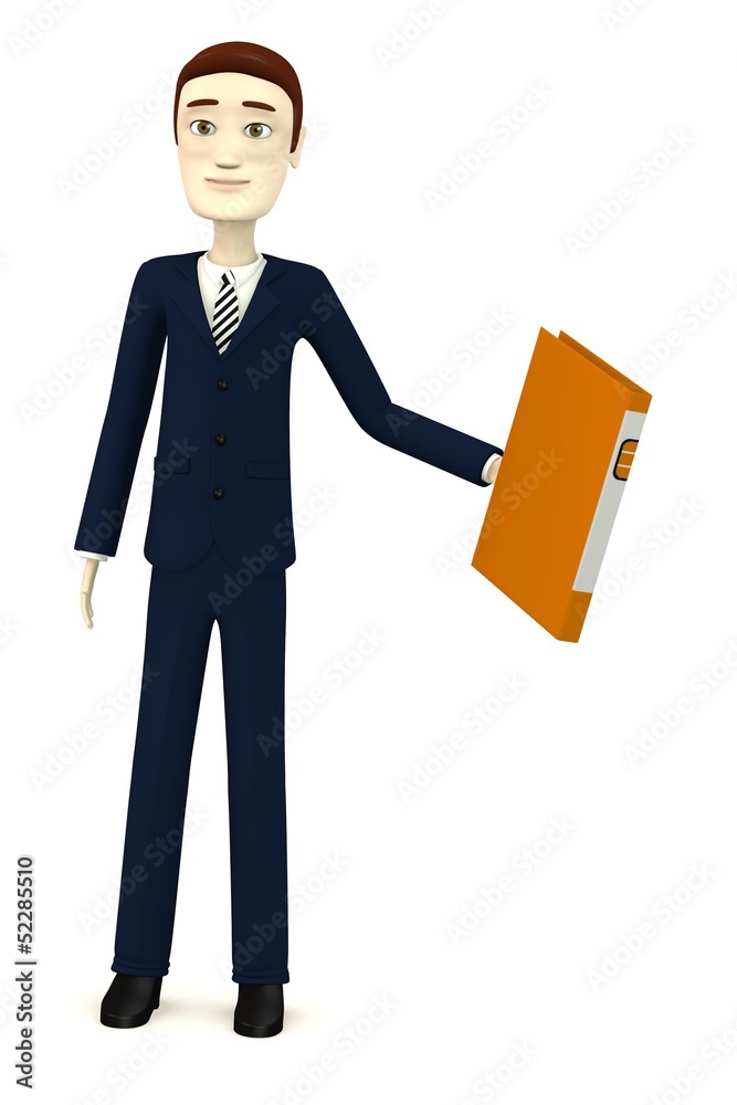 3d render of cartoon character with office files 3d render of cartoon character with office files